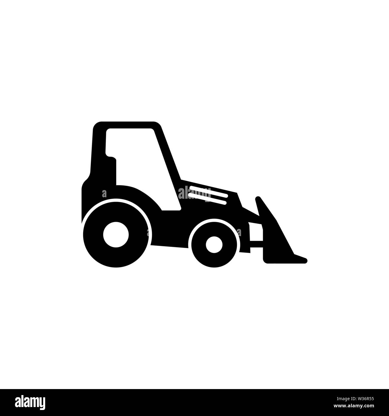 Tractor with Bucket, Bulldozer. Flat Vector Icon illustration. Simple