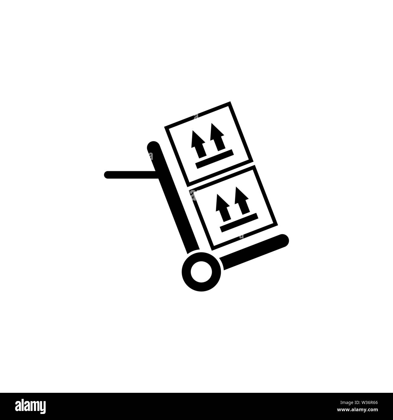 Hand Truck with Cardboard Boxes. Flat Vector Icon illustration. Simple ...