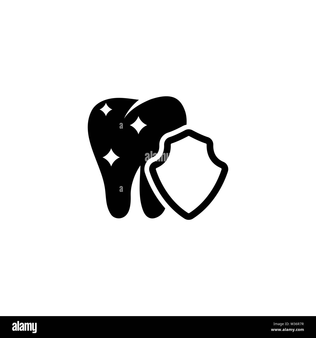 Tooth Protection, Dental Care Shield. Flat Vector Icon illustration ...