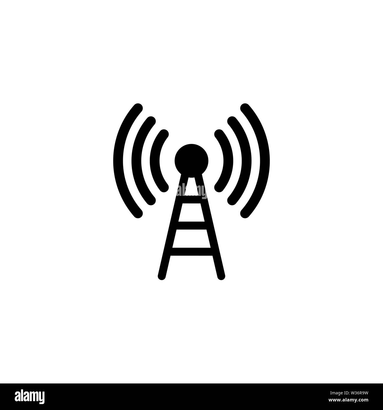 Communication Antenna. Flat Vector Icon illustration. Simple black symbol on white background. Communication Antenna sign design template for web and Stock Vector