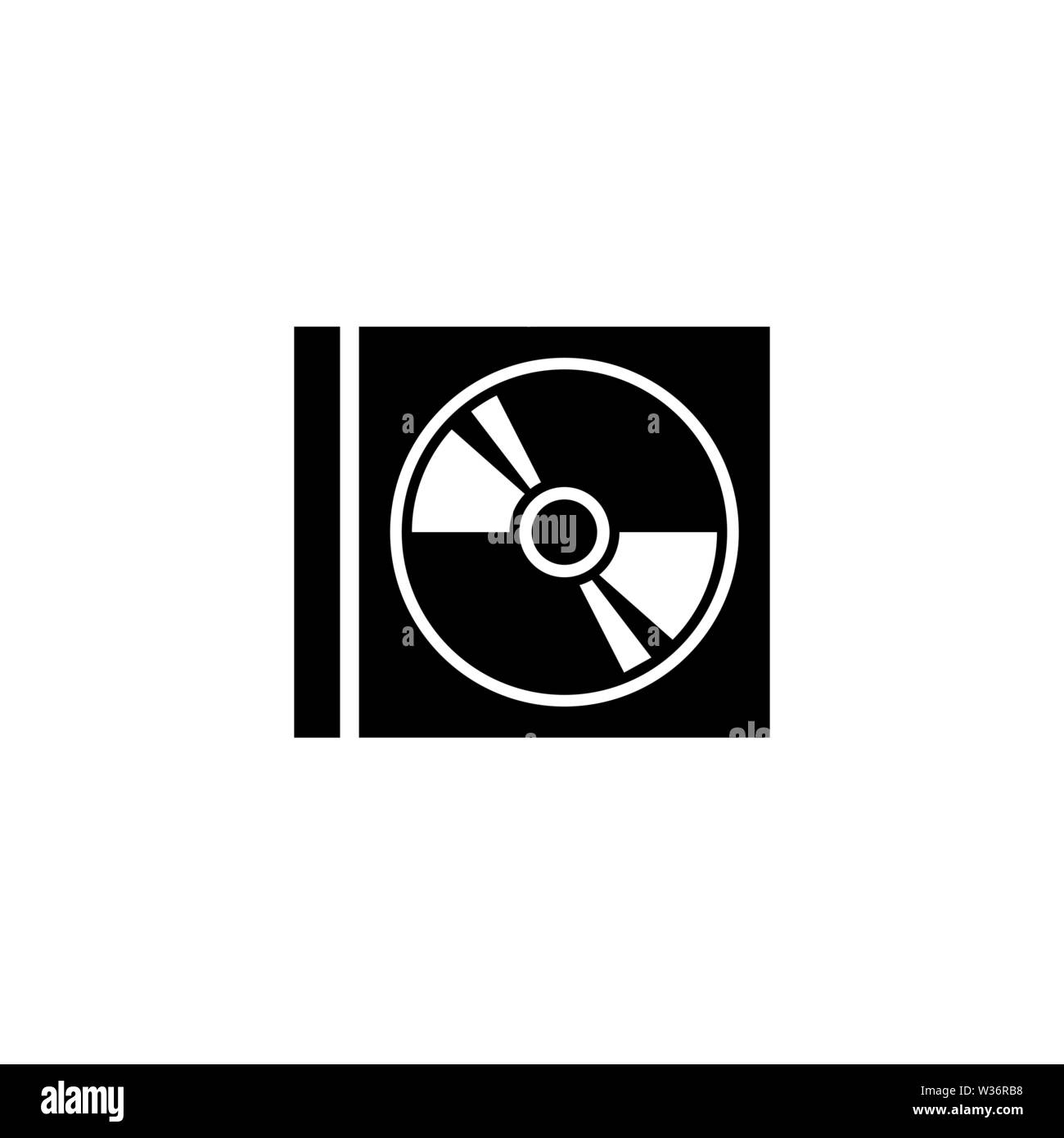 Blue Ray Disc in Box. Flat Vector Icon illustration. Simple black symbol on white background