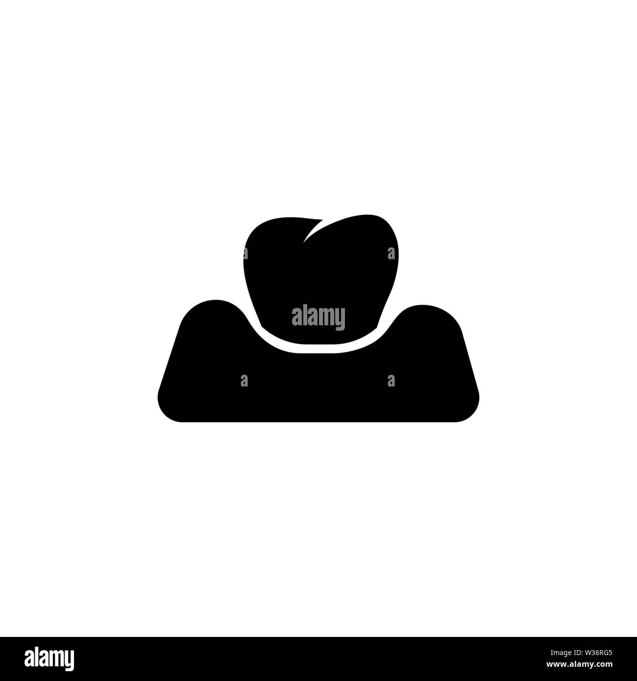 Tooth in Gum, Periodontitis. Flat Vector Icon illustration. Simple black symbol on white background. Tooth in Gum, Periodontitis sign design template Stock Vector