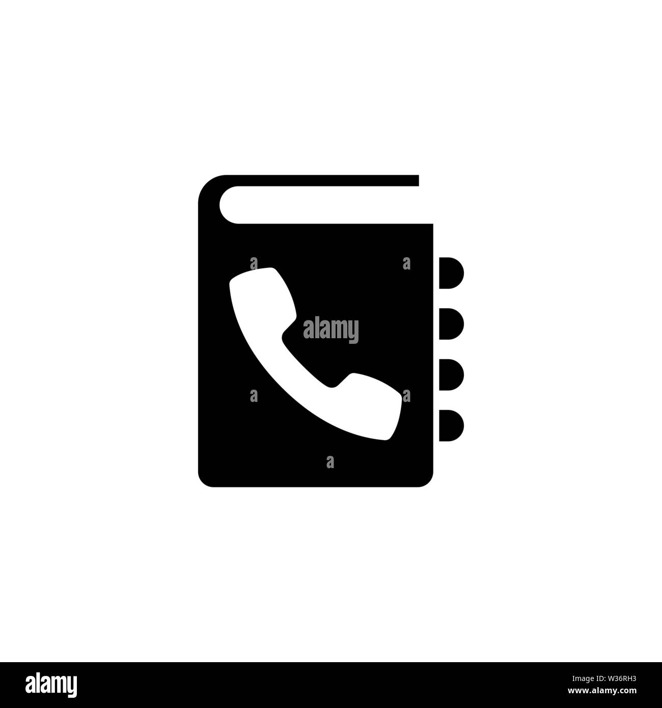 Phone Book. Flat Vector Icon illustration. Simple black symbol on white ...