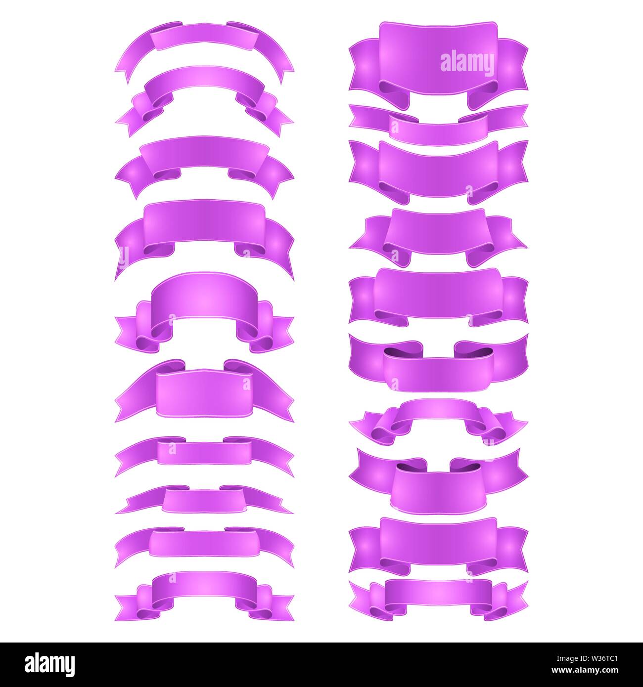 Compiled Ribbon Color Violet isolated vector colored satin ribbons set - violet Stock Vector Image ...
