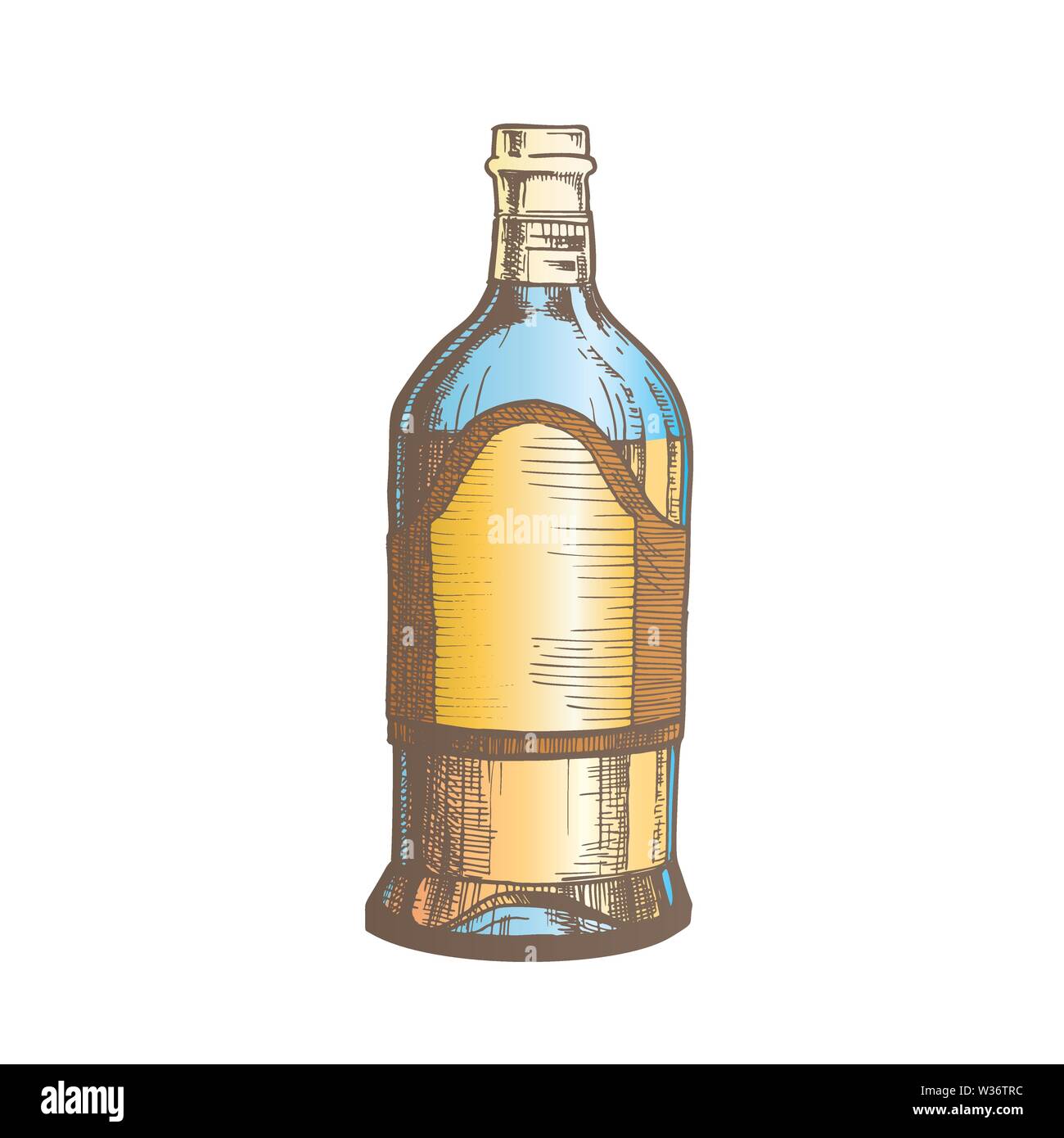 Color Closed Tall Classic Mexican Tequila Bottle Vector Stock Vector