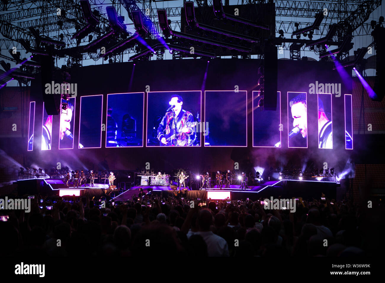 Milan, 12th of July. MUSE performs live @ Stadio Giuseppe Meazza di San Siro, Milano. Copyright Davide Merli | Alamy Stock Photo