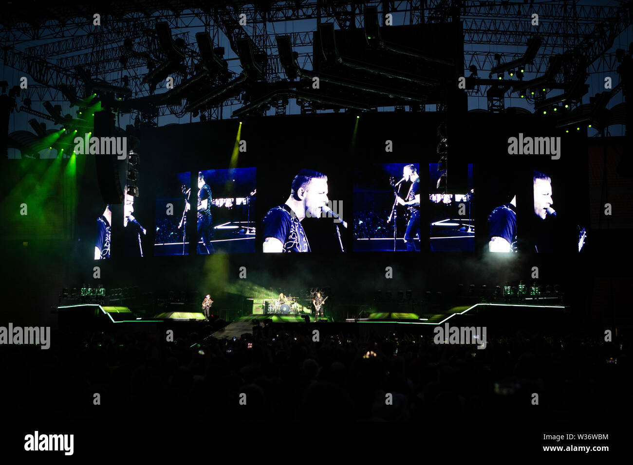 Milan, 12th of July. MUSE performs live @ Stadio Giuseppe Meazza di San Siro, Milano. Copyright Davide Merli | Alamy Stock Photo