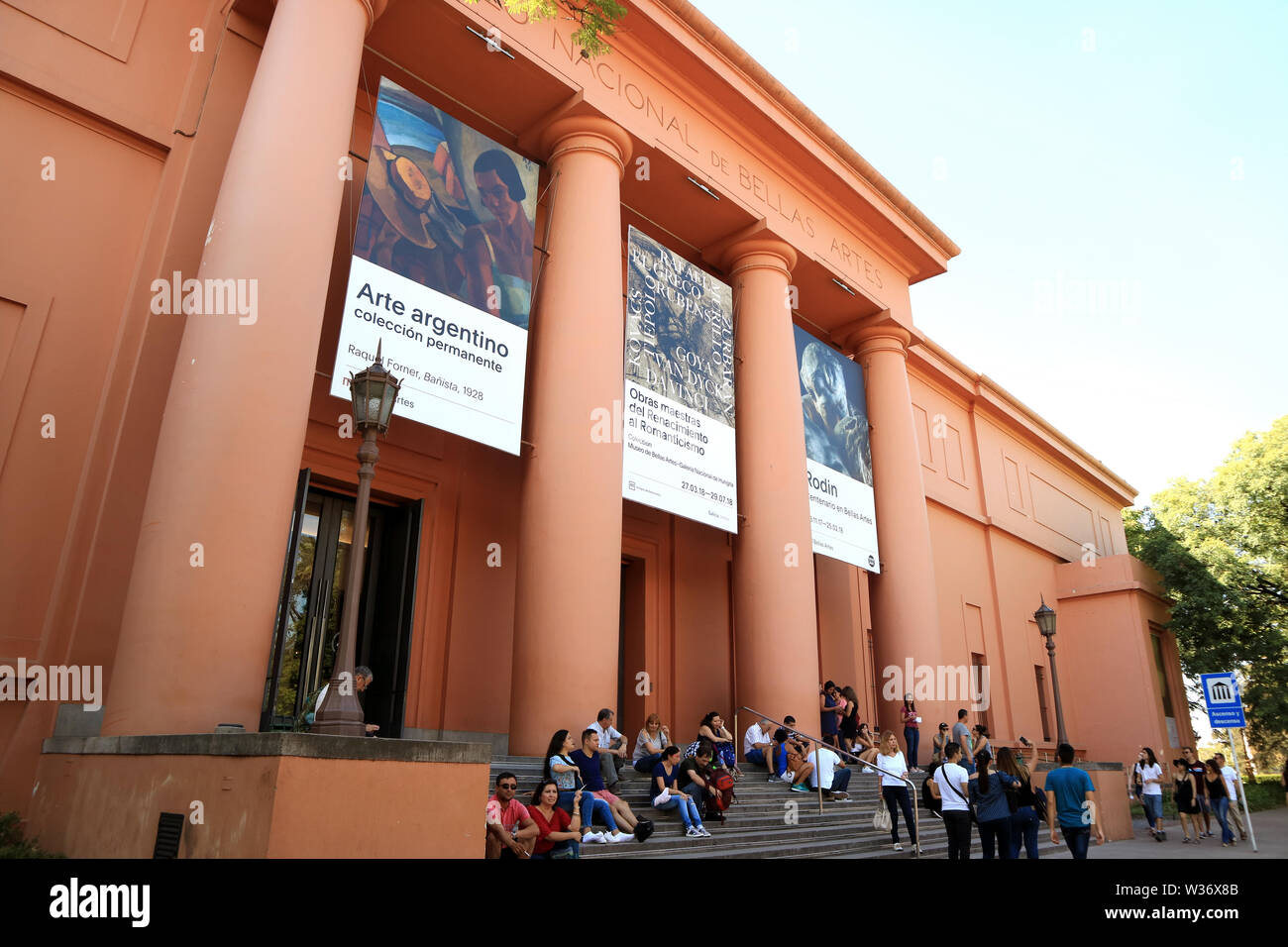 Buenos Aires, Argentina, Stunning Facade of the National Museum of Fine Arts or Museo Nacional de Bellas Artes with Many Visitors Stock Photo