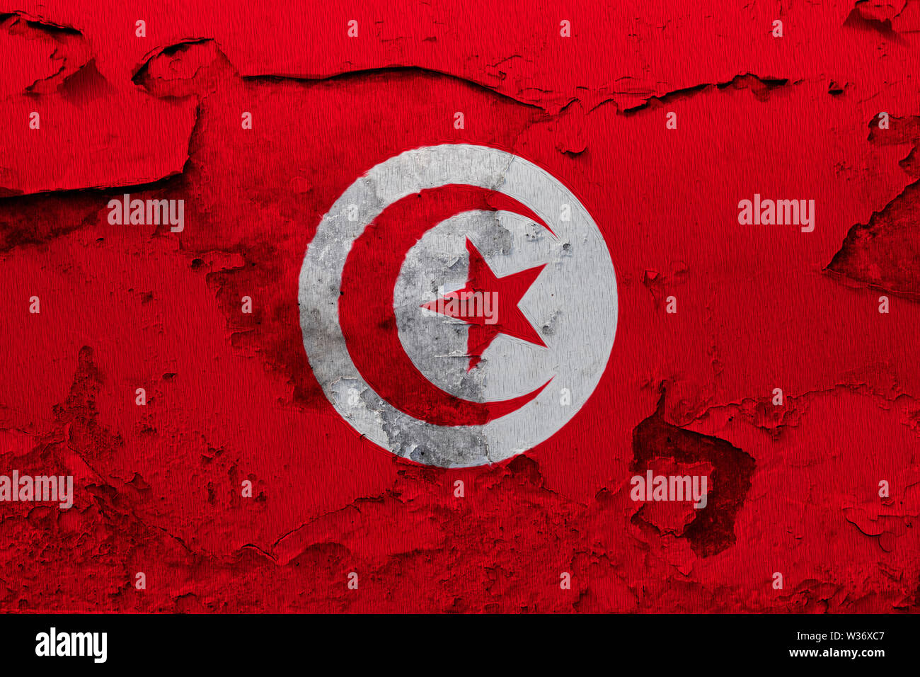 flag painted on the cracked grunge concrete wall Stock Photo - Alamy