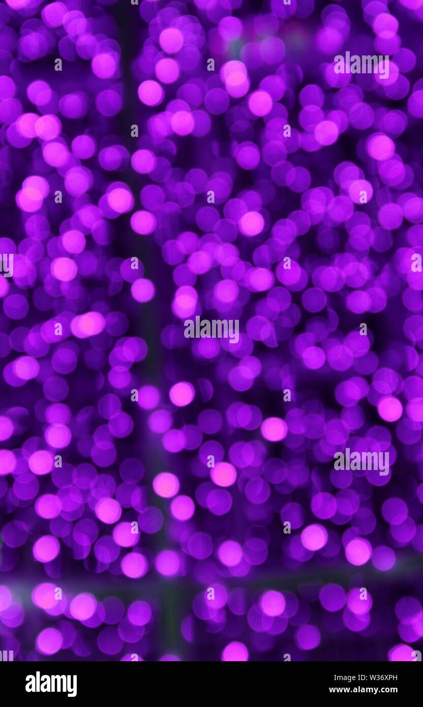 Abstract Blurred Vibrant Purple and Pink Illuminated Decorating Light for Background Stock Photo