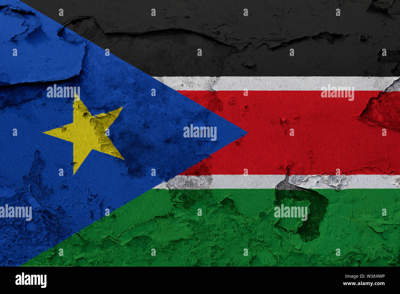 flag painted on the cracked grunge concrete wall Stock Photo - Alamy