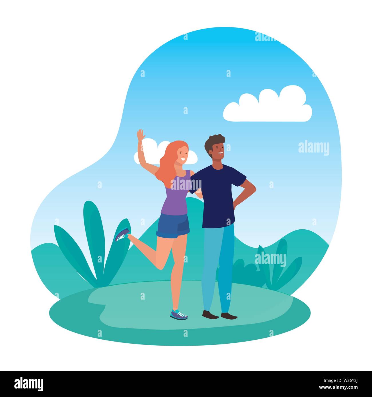 young lovers couple celebrating in the camp Stock Vector Image & Art ...