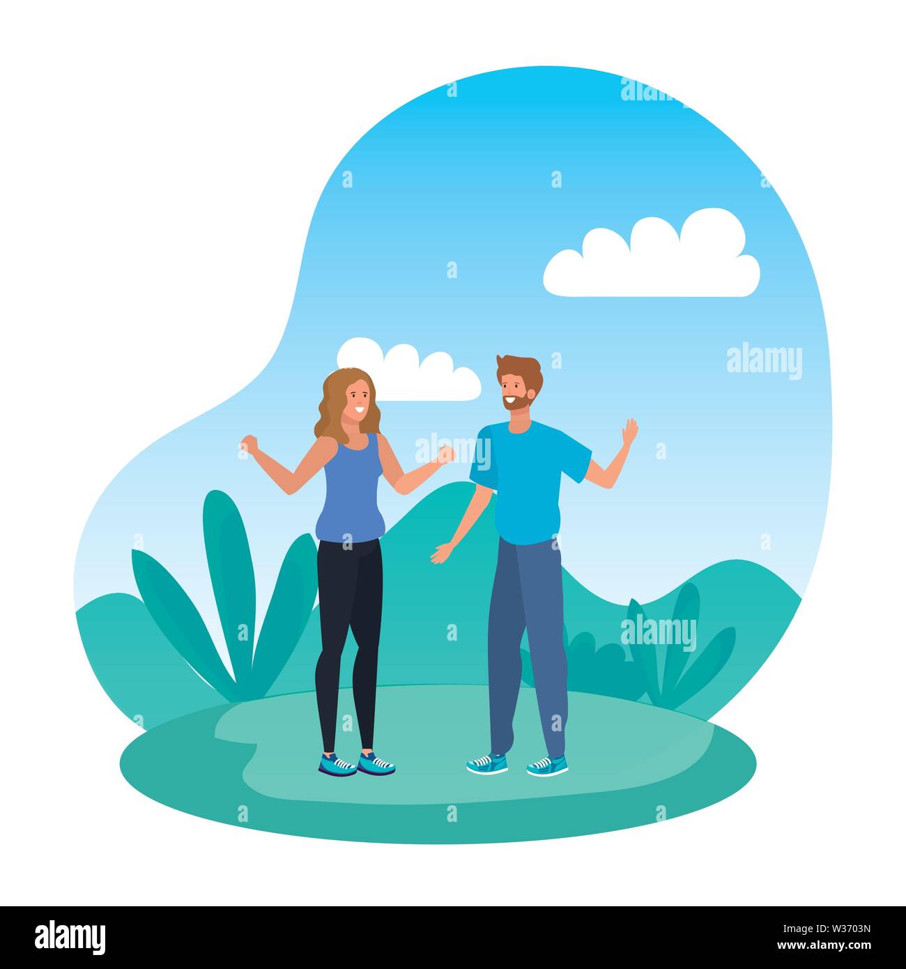 young lovers couple in the landscape Stock Vector Image & Art - Alamy