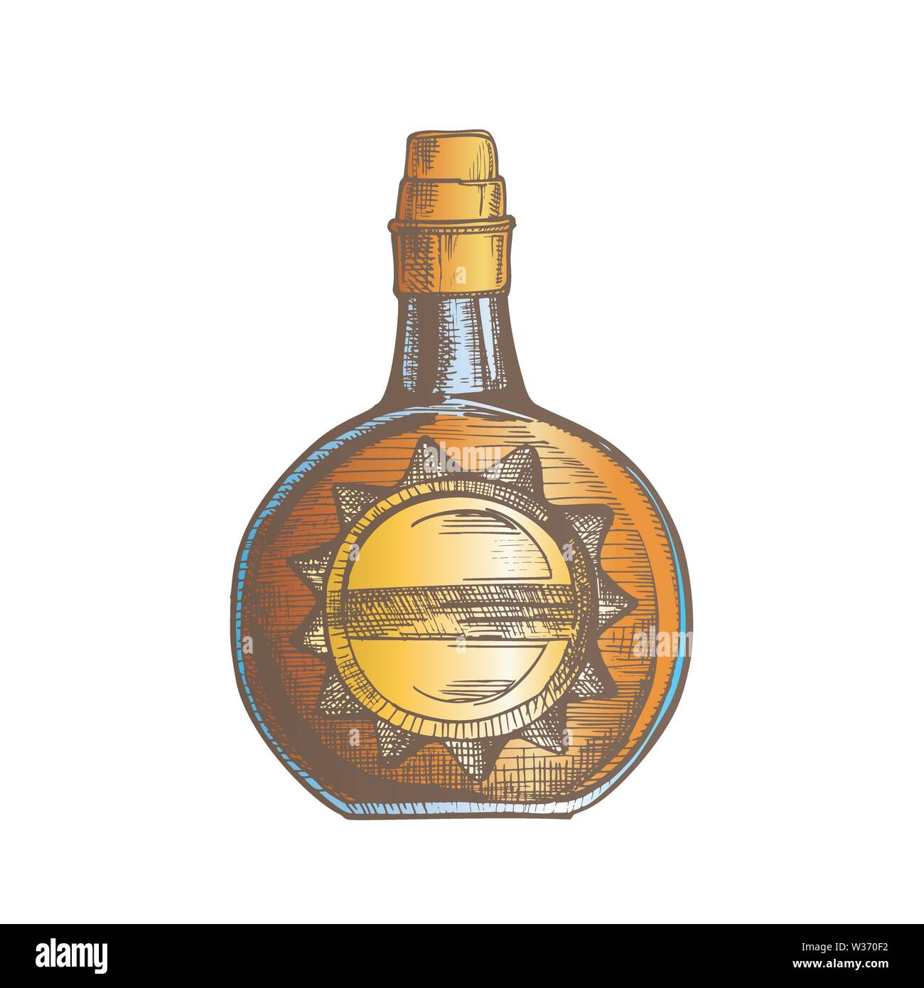 Color Circle Whisky Bottle With Stylish Cork Cap Vector Stock Vector