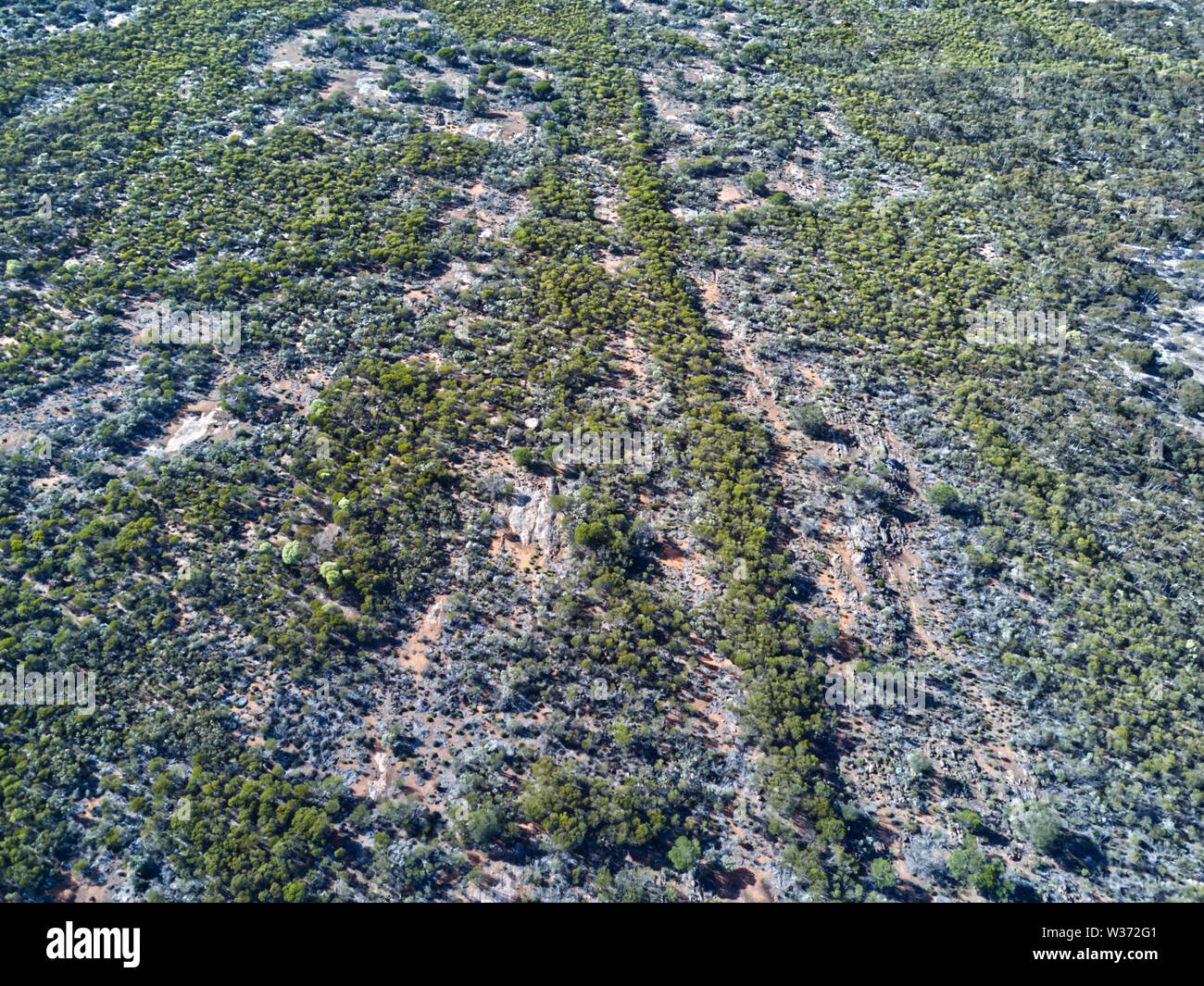 Waddikee Rocks Aerial of remnant bushland in an area largely cleared for agricultural ...