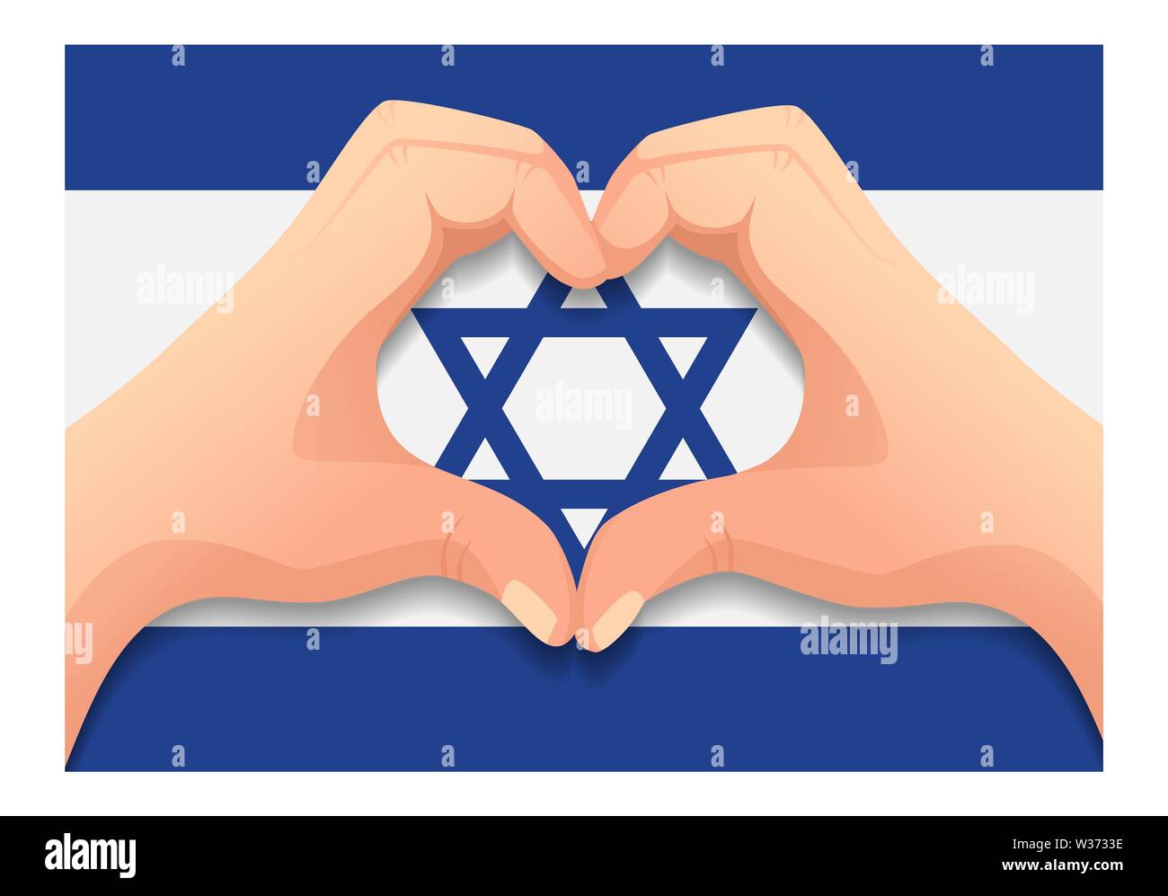 Israel flag and hand heart shape. Patriotic background. National flag ...