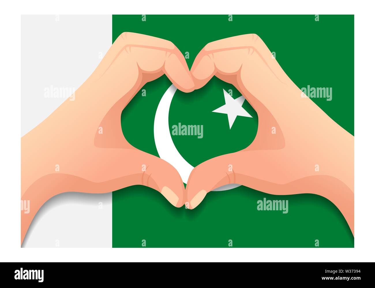 Pakistan flag and hand heart shape. Patriotic background. National flag ...