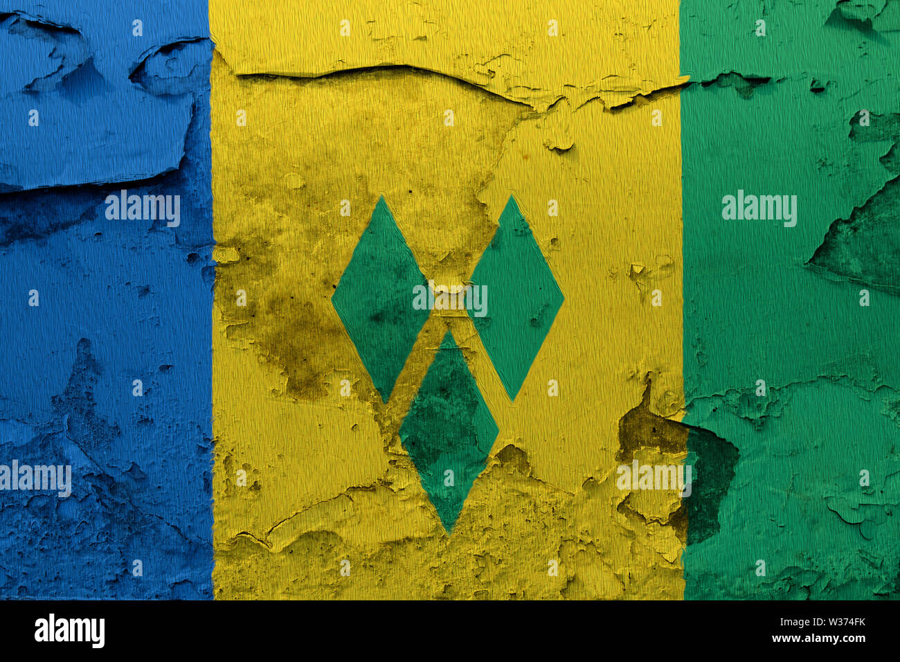 flag painted on the cracked grunge concrete wall Stock Photo - Alamy