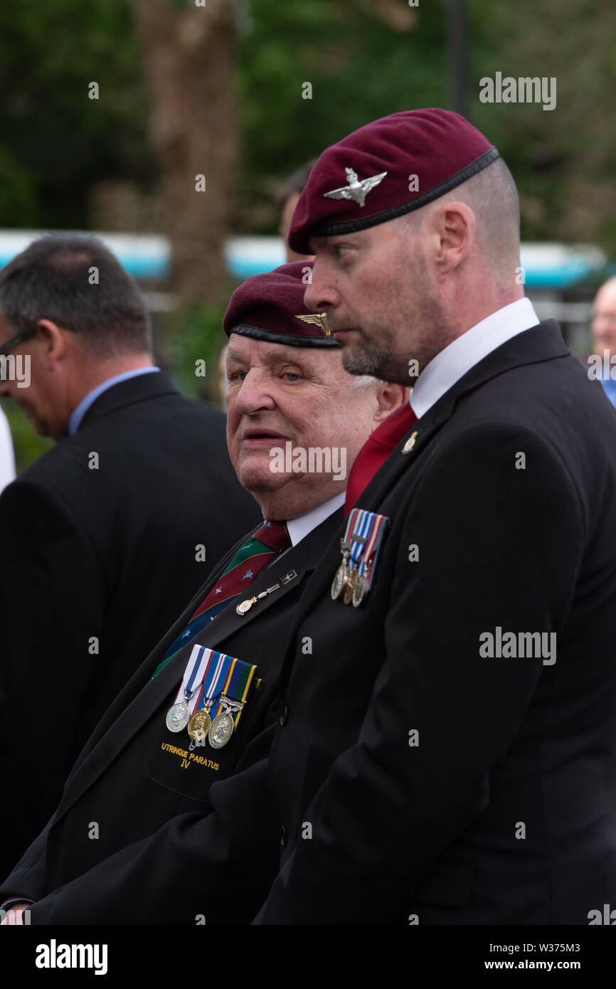 D-day 75 years commemorations at Liverpool war memorial, attended by local regimental veterans, high ranking Arm , Navy and  R.A.F veterans Stock Photo