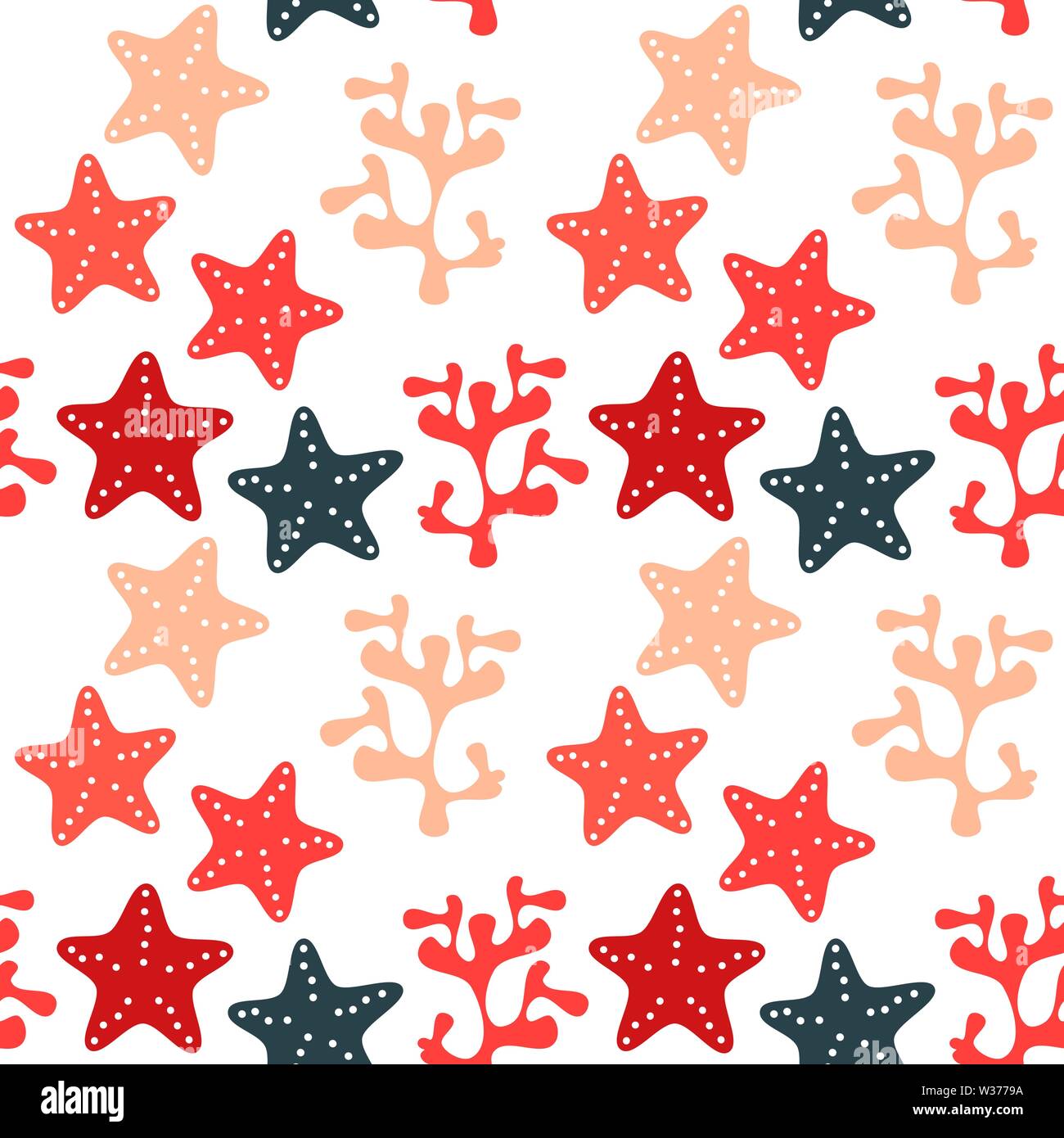 cute summer seamless vector pattern background illustration with coral ...