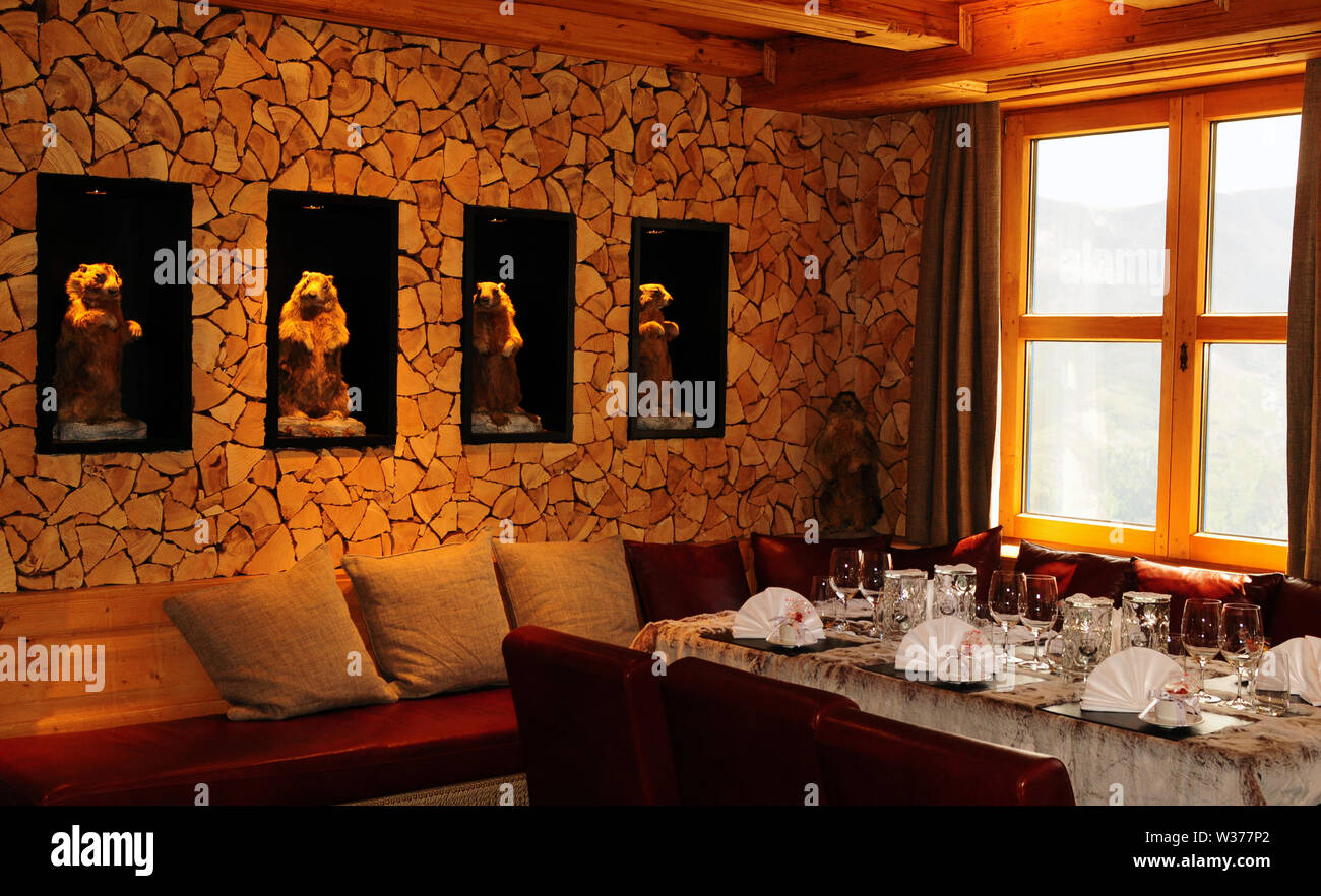 Swiss Alps The Corviglia restaurant above St. Moritz from Star cook