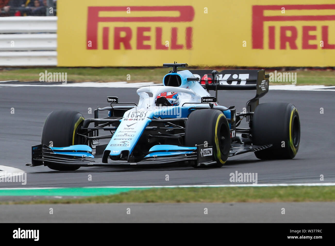 Silverstone Circuit. Northampton, UK. 13th July, 2019. FIA Formula 1 Grand Prix of Britain, Qualification Day; George Russell driving his ROKiT Williams Racing FW42 was fastest early on in the 3rd practice session Credit: Action Plus Sports/Alamy Live News Stock Photo