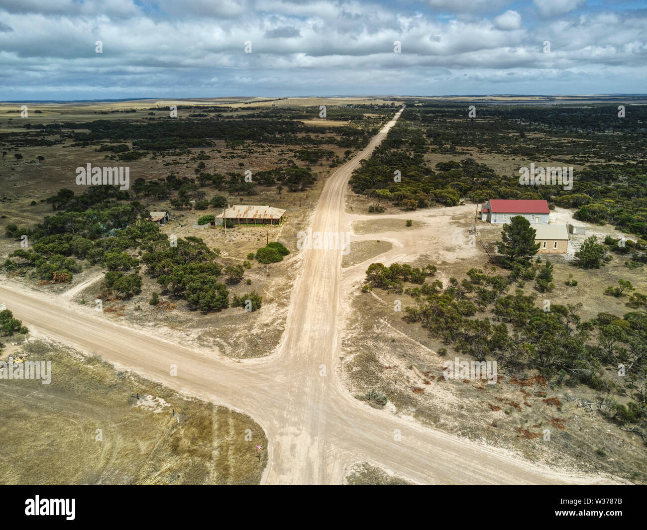 Aerial view of the almost deserted settlement of Calca Eyre Peninsula South Australia Stock Photo