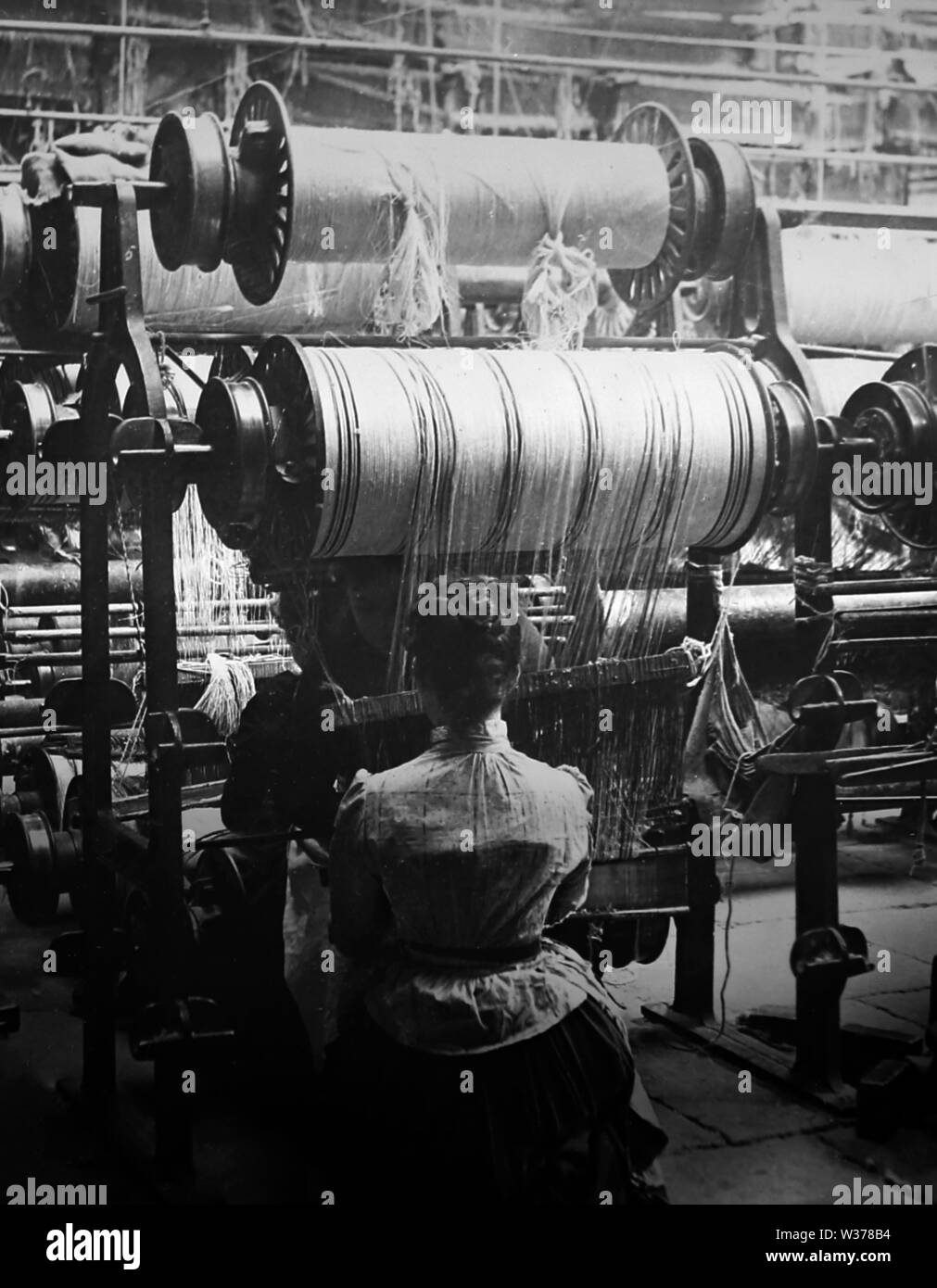 Linen manufacture, Drawing Stock Photo - Alamy