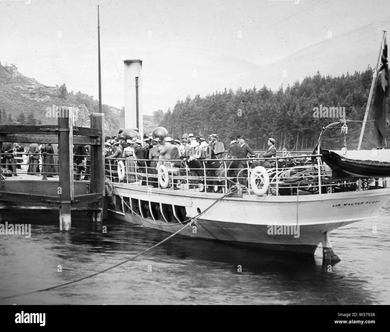 Sir Walter Scott steamer at Stronachlachar Pier, Loch Katrine, Scotland Stock Photo