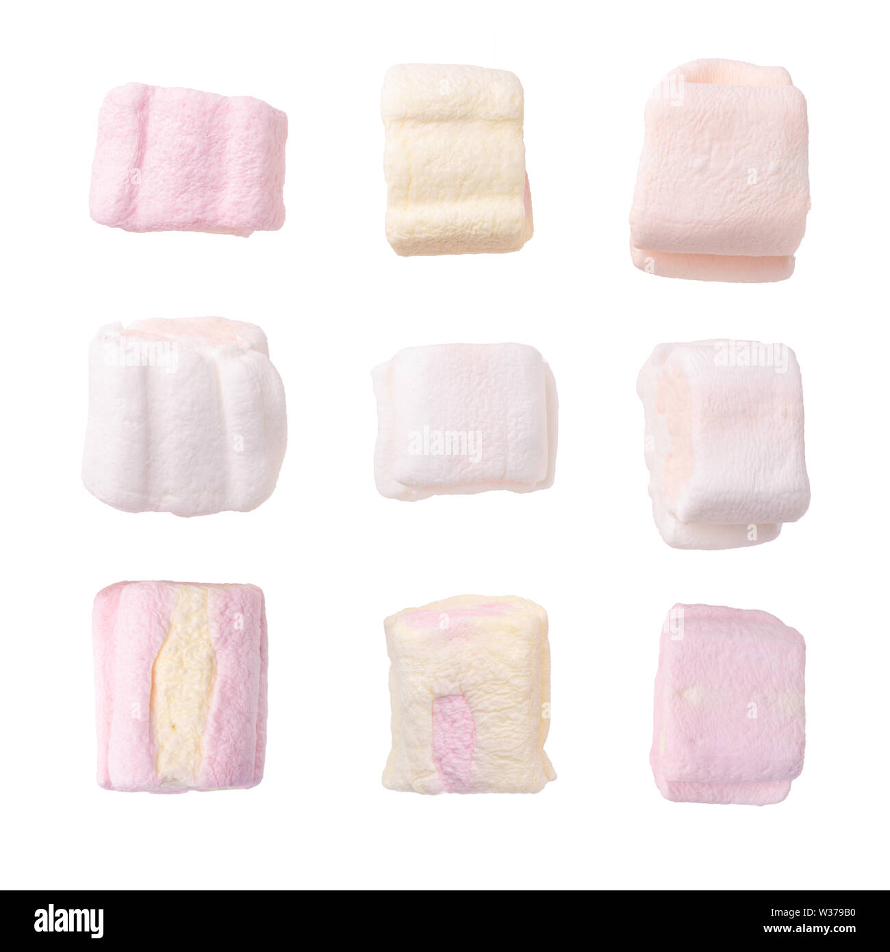 set of marshmallows isolated on white background Stock Photo - Alamy