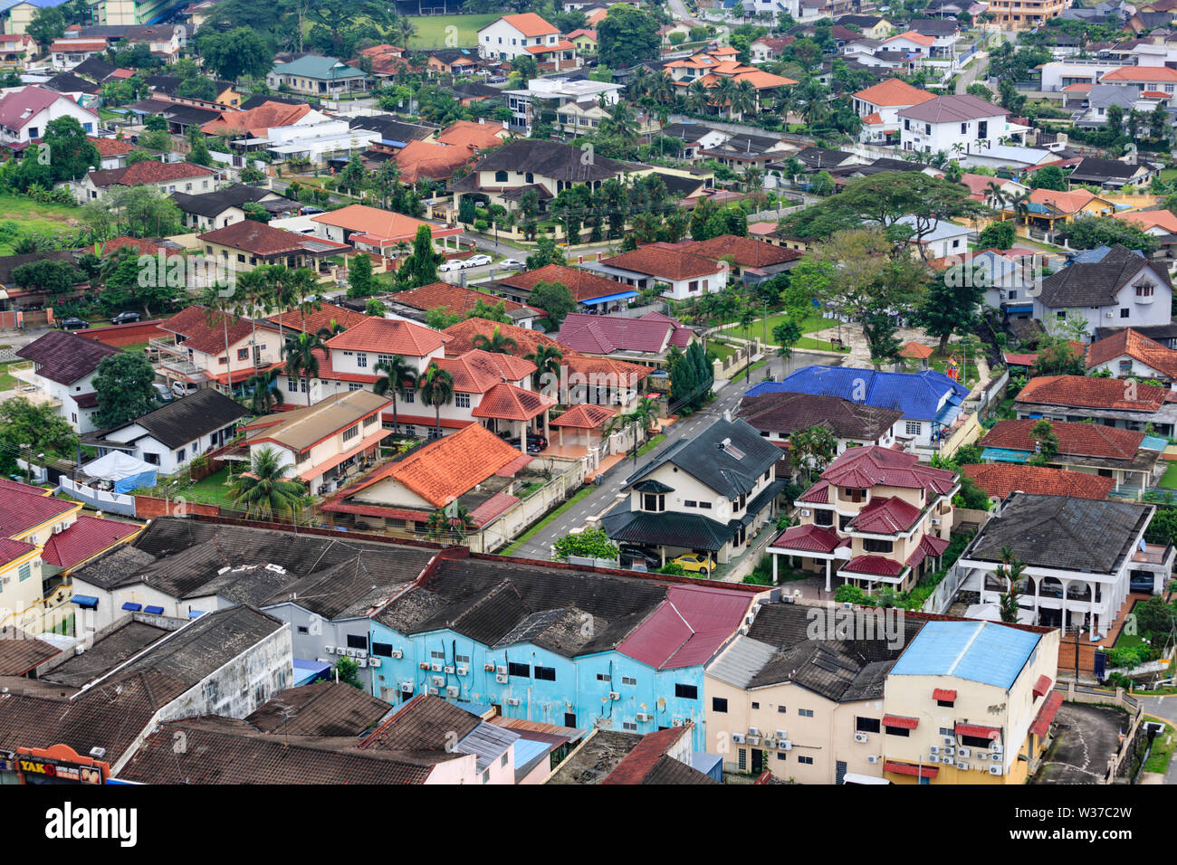 Johor Bahru,Malaysia-18 NOV 2018:Aerial view of Johor Bahru old city
