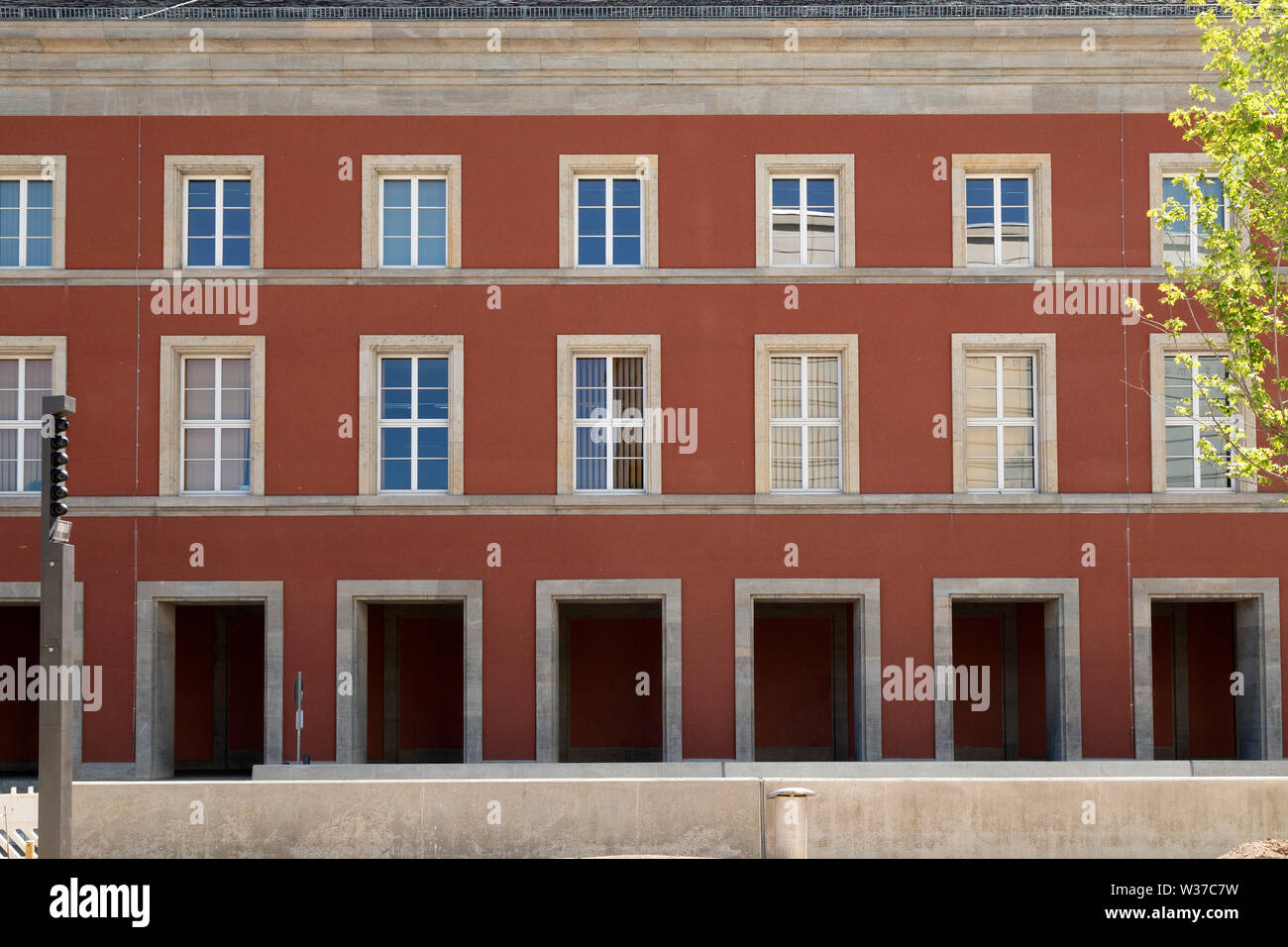 Facade of a Thuringian state government building in Weimar, Germany. The building was designed and built during the Nazi era in the 20th century. Stock Photo