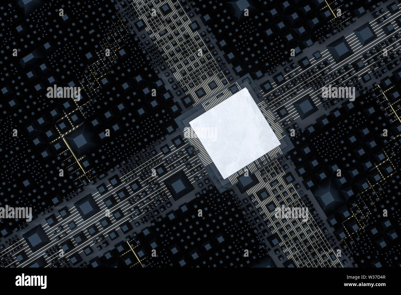 Circuit board and electronic lines background, 3d rendering. Computer