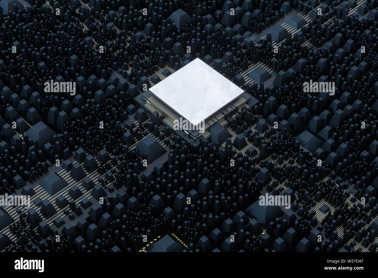 Circuit board and electronic lines background, 3d rendering. Computer