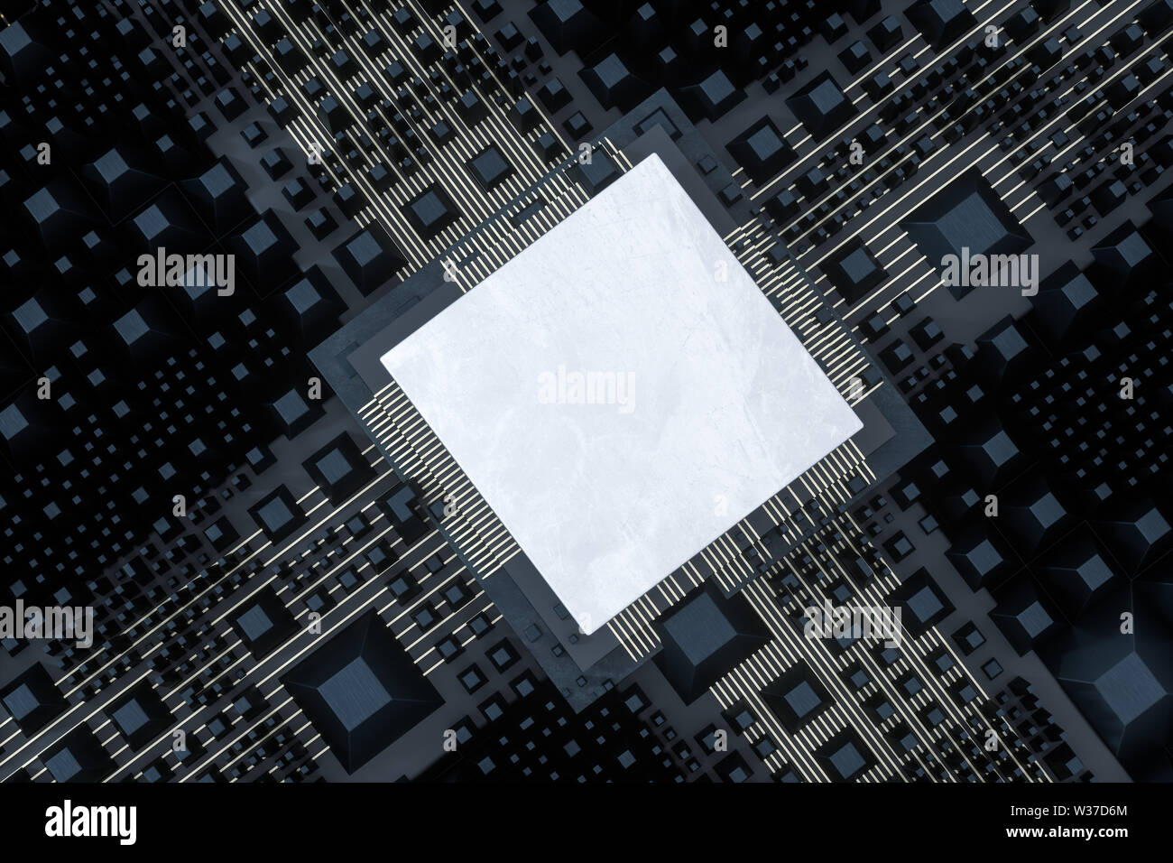 Circuit board and electronic lines background, 3d rendering. Computer