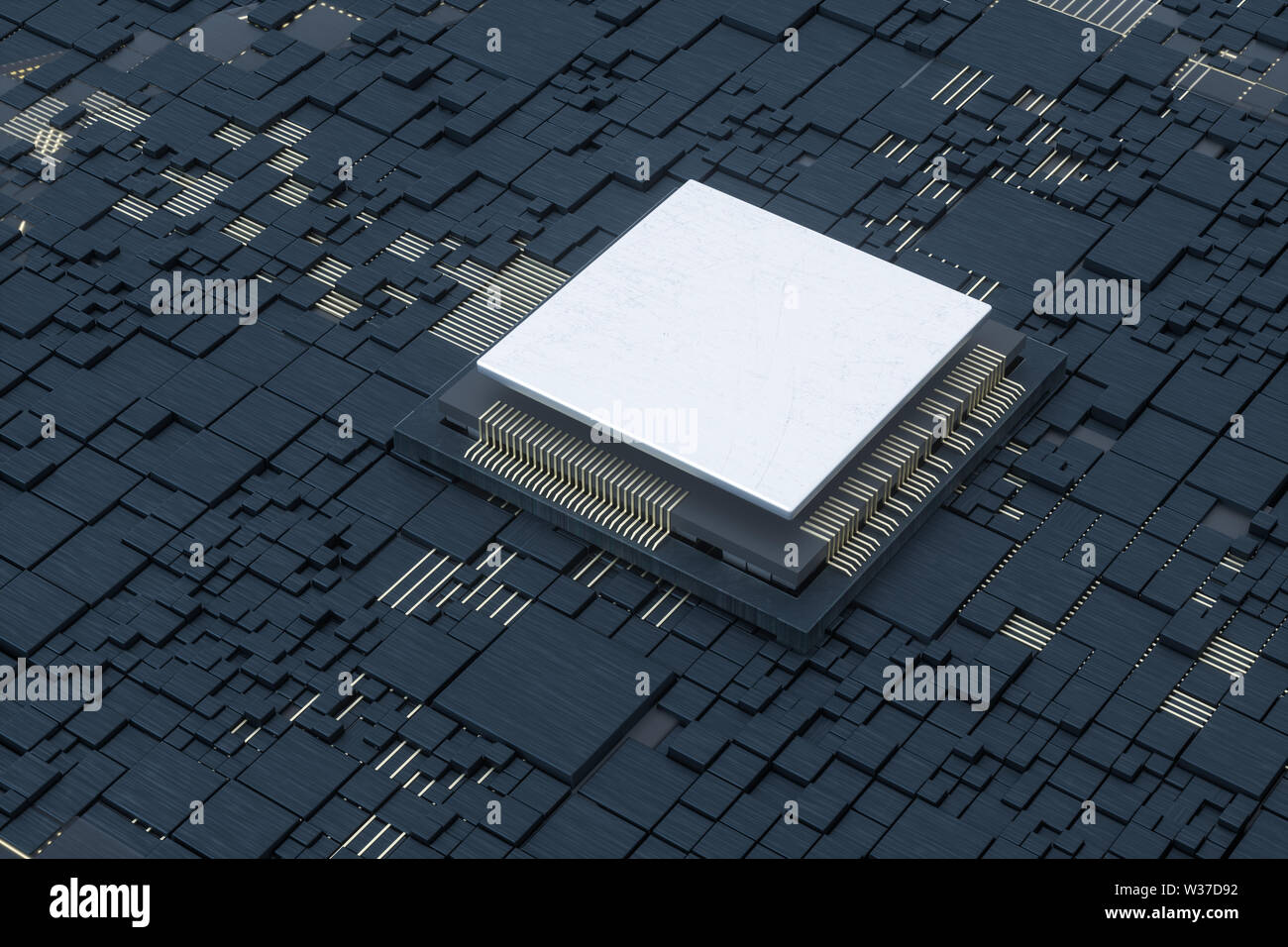 Circuit board and electronic lines background, 3d rendering. Computer
