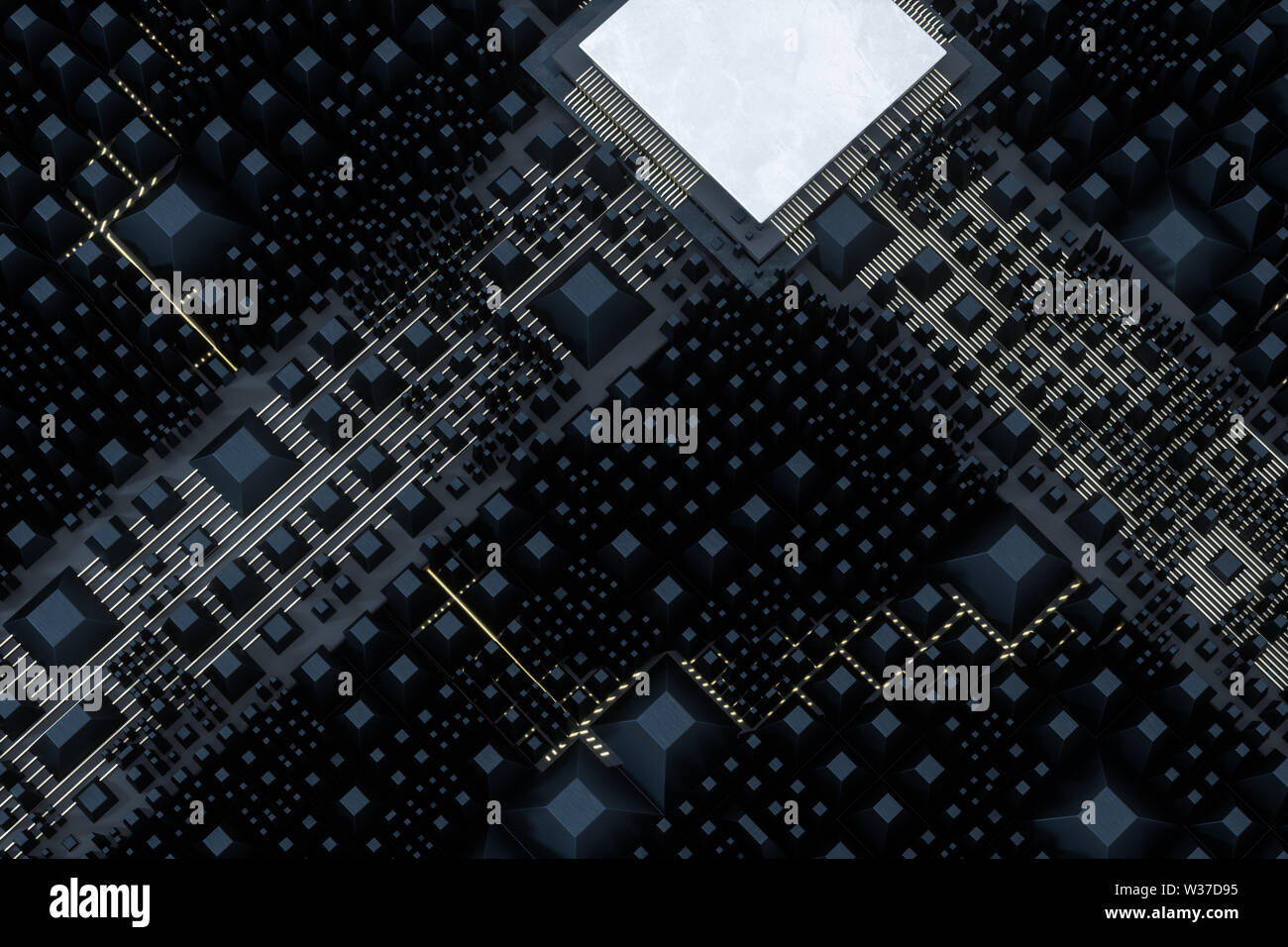 Circuit board and electronic lines background, 3d rendering. Computer