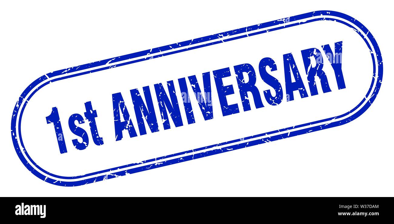 1st anniversary stamp. 1st anniversary square grunge sign. 1st