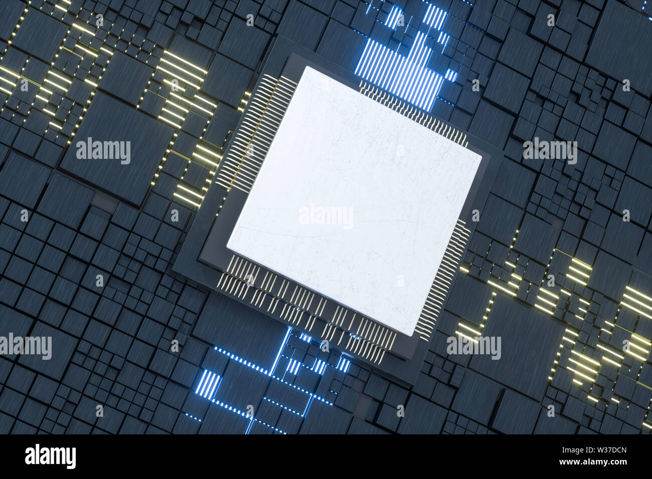 Circuit board and electronic lines background, 3d rendering. Computer