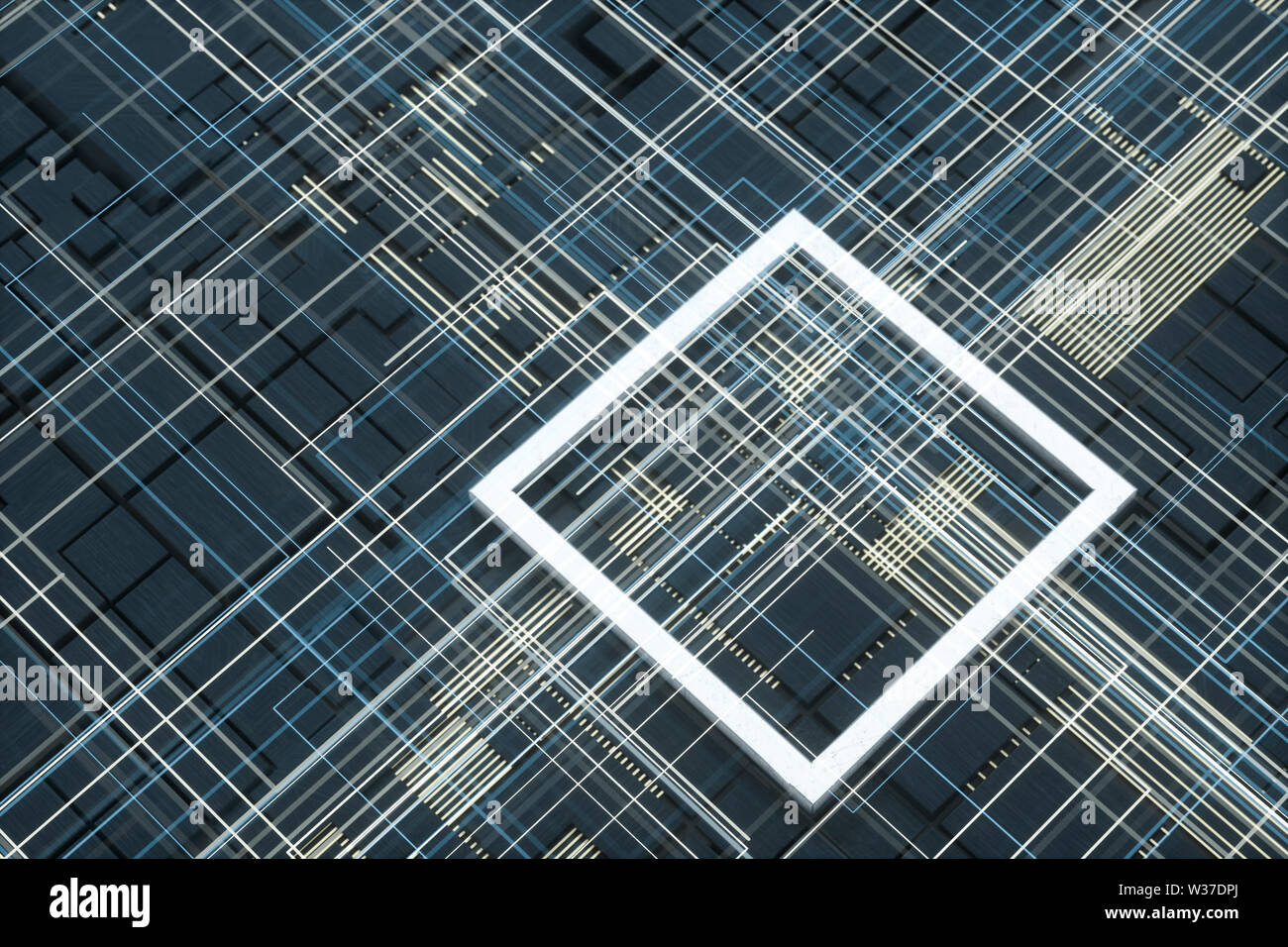 Circuit board and electronic lines background, 3d rendering. Computer