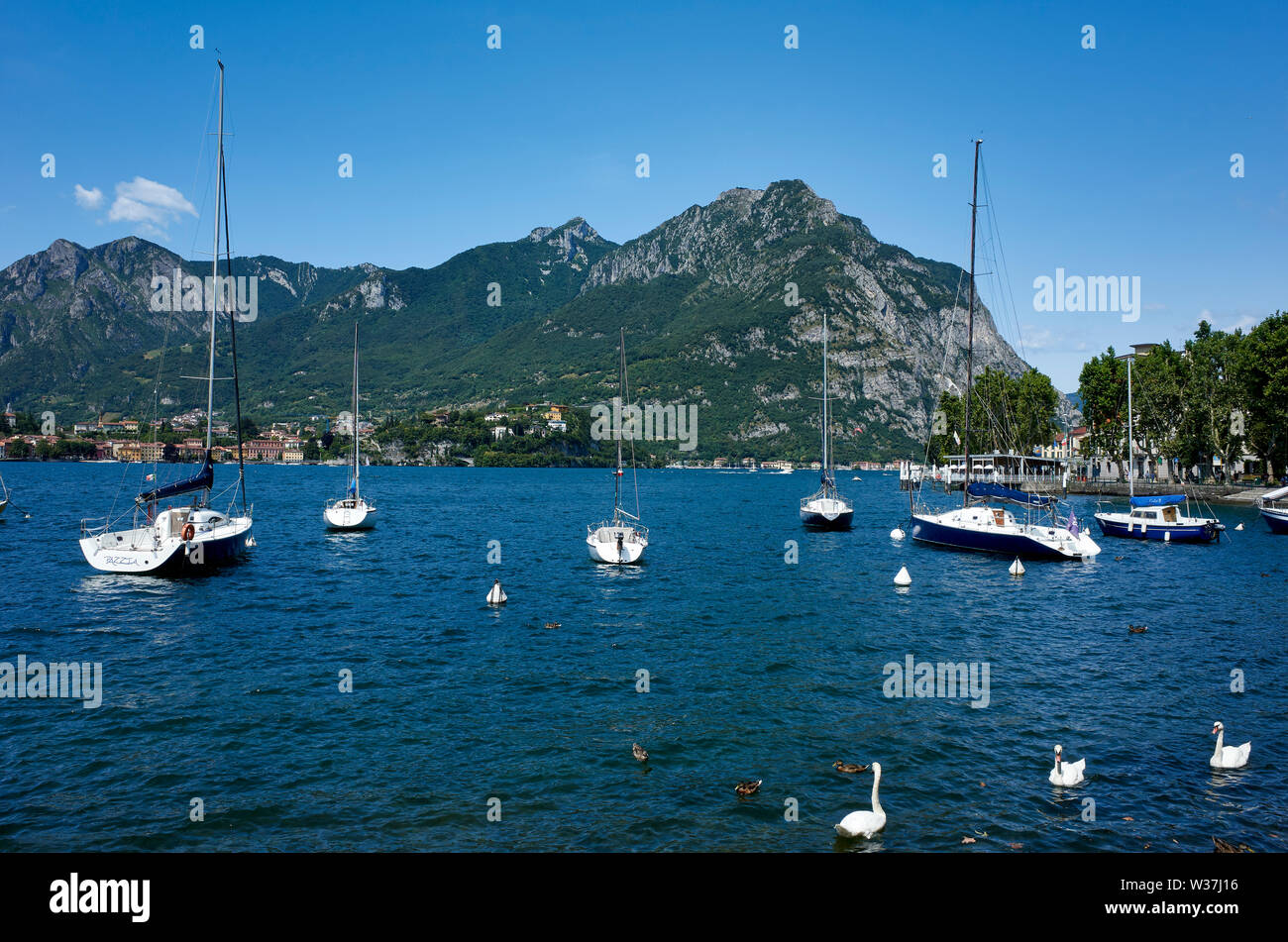 Lecco lies at the end of the south-eastern branch of Lake Como (the branch named Lake of Lecco / Lago di Lecco). Lombardy, Italy Stock Photo