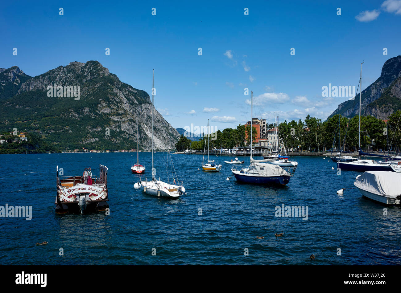 Lecco lies at the end of the south-eastern branch of Lake Como (the branch named Lake of Lecco / Lago di Lecco). Lombardy, Italy Stock Photo