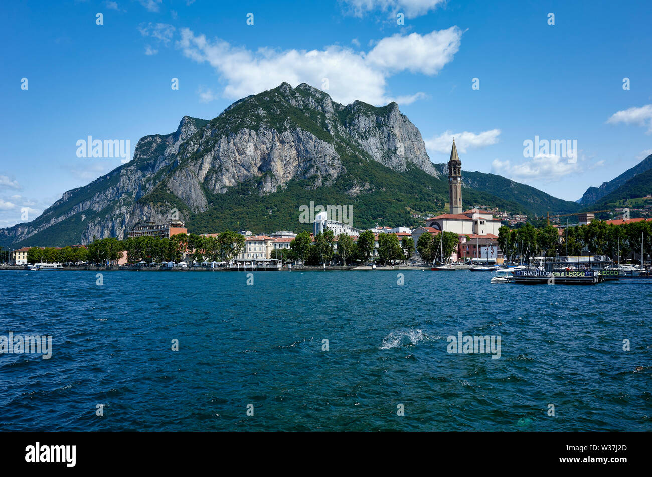Lecco lies at the end of the southeastern branch of Lake Como (the
