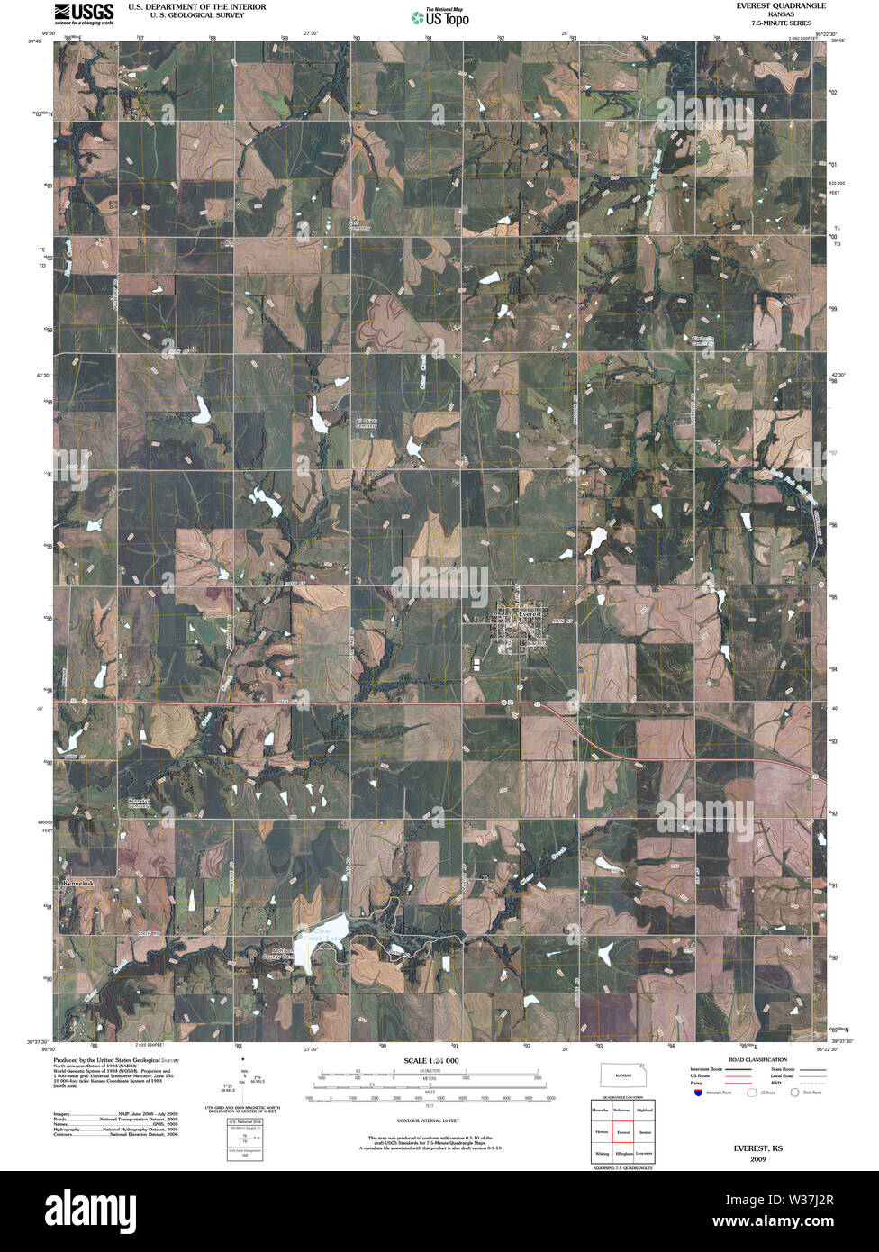 USGS TOPO Map Kansas KS Everest 20091101 TM Restoration Stock Photo Alamy