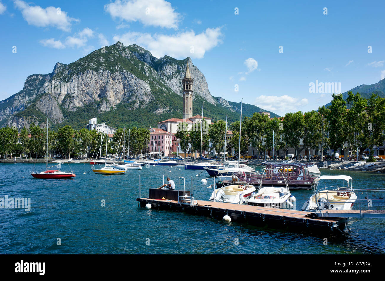Lecco lies at the end of the south-eastern branch of Lake Como (the branch named Lake of Lecco / Lago di Lecco). Lombardy, Italy Stock Photo