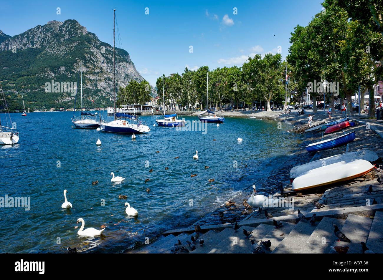 Lecco lies at the end of the south-eastern branch of Lake Como (the branch named Lake of Lecco / Lago di Lecco). Lombardy, Italy Stock Photo