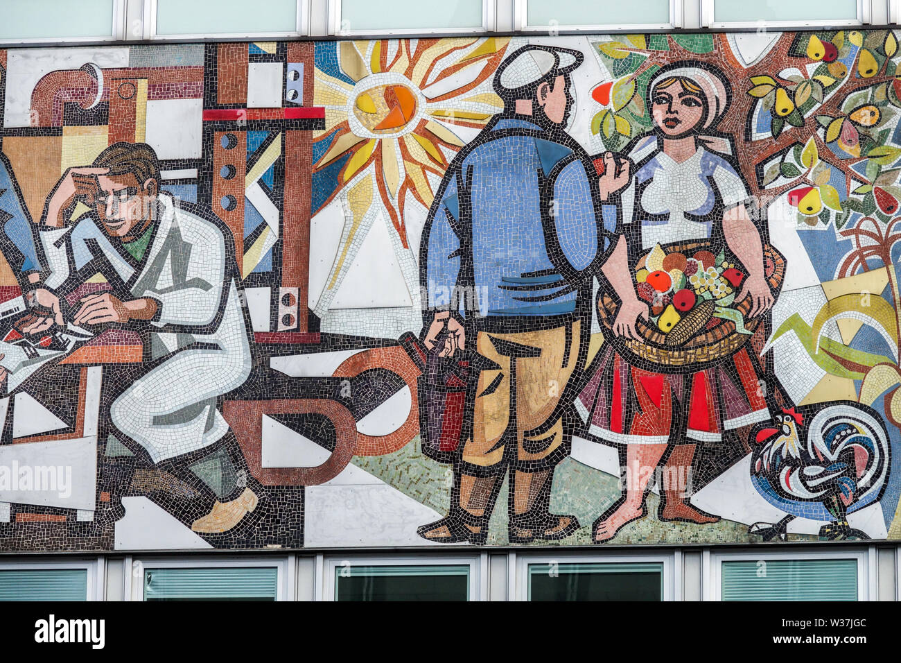 Berlin Haus des Lehrers, 1960´s, work of  Walter Womacka, socialist realism mosaic, Germany Stock Photo