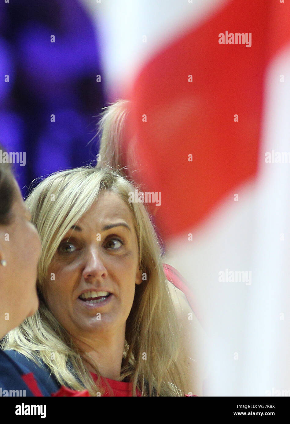 England's head coach Tracey Neville during the Netball World Cup match ...