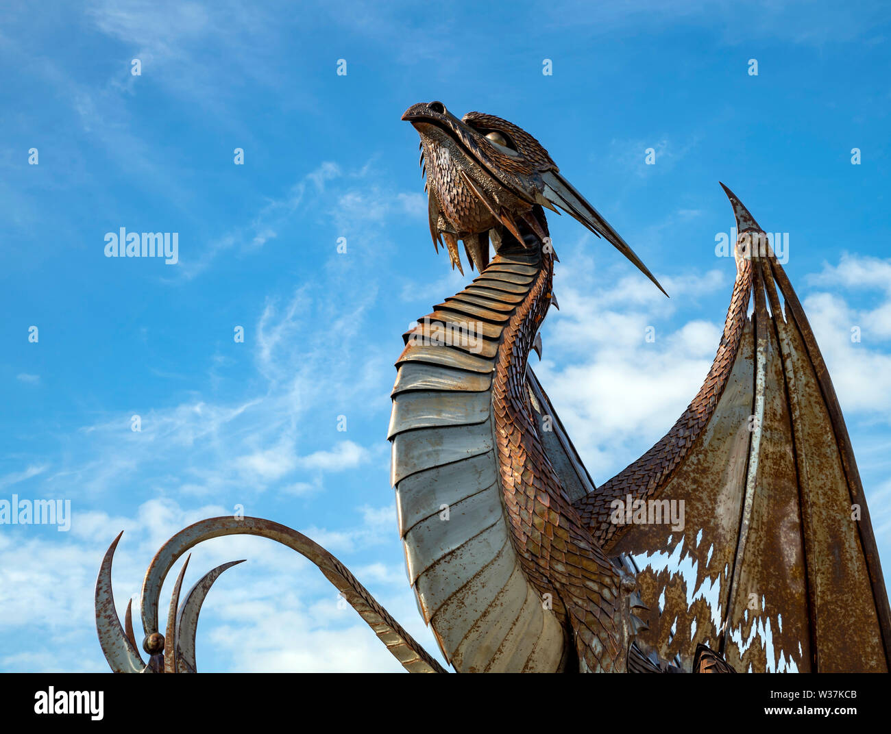 Welsh Dragon Sculpture at the British Ironwork Centre Stock Photo