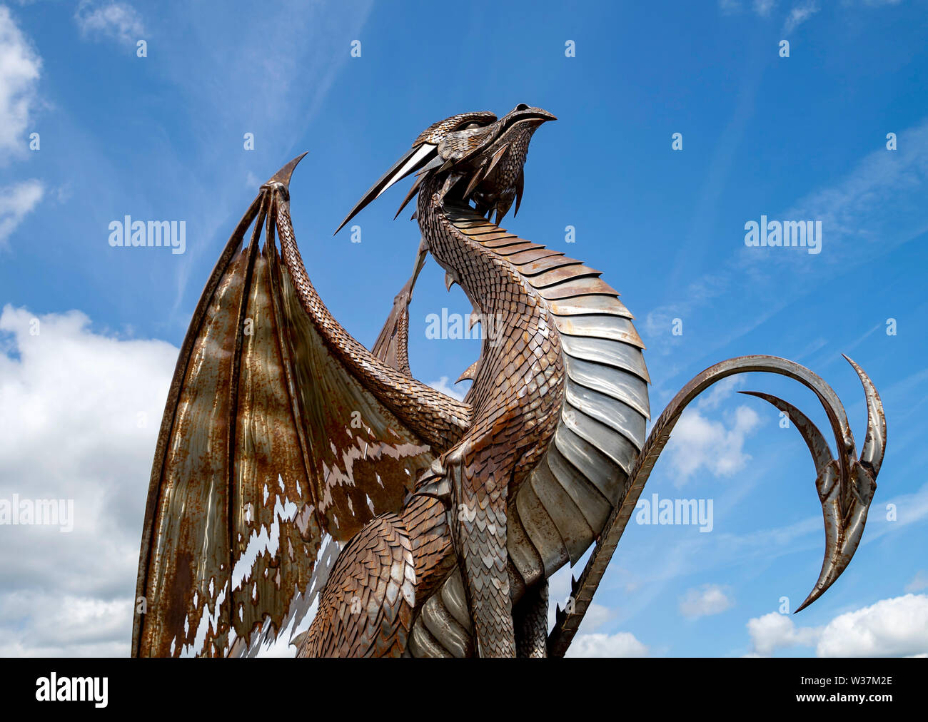 Welsh Dragon Sculpture at the British Ironwork Centre Stock Photo